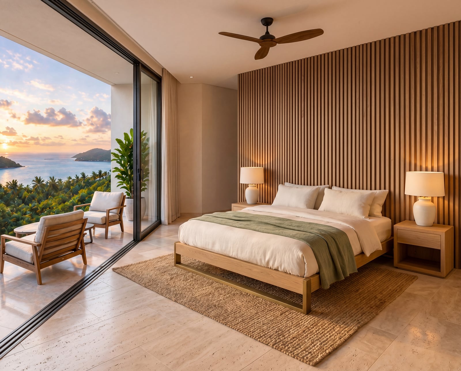 Azure 6 master bedroom at sunset