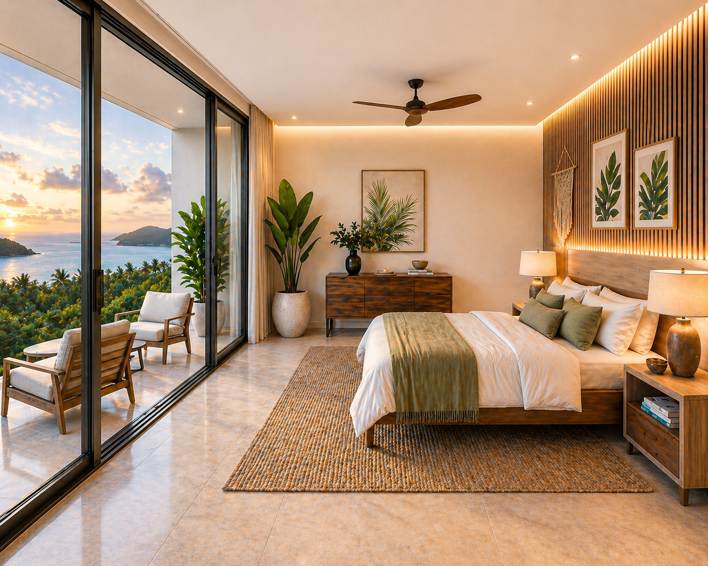 Azure 6 master bedroom at sunset