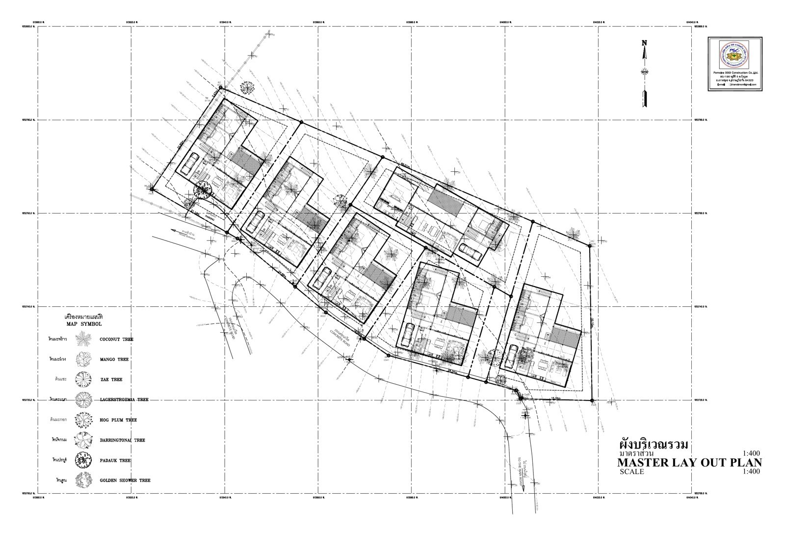 Master layout plan — villa footprints and landscaping